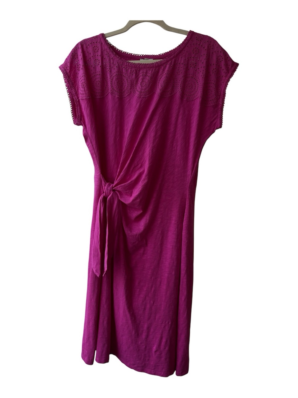 Large Talbots Pink Cotton Tie-Front Eyelet Knit Dress